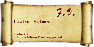 Fidler Vilmos névjegykártya